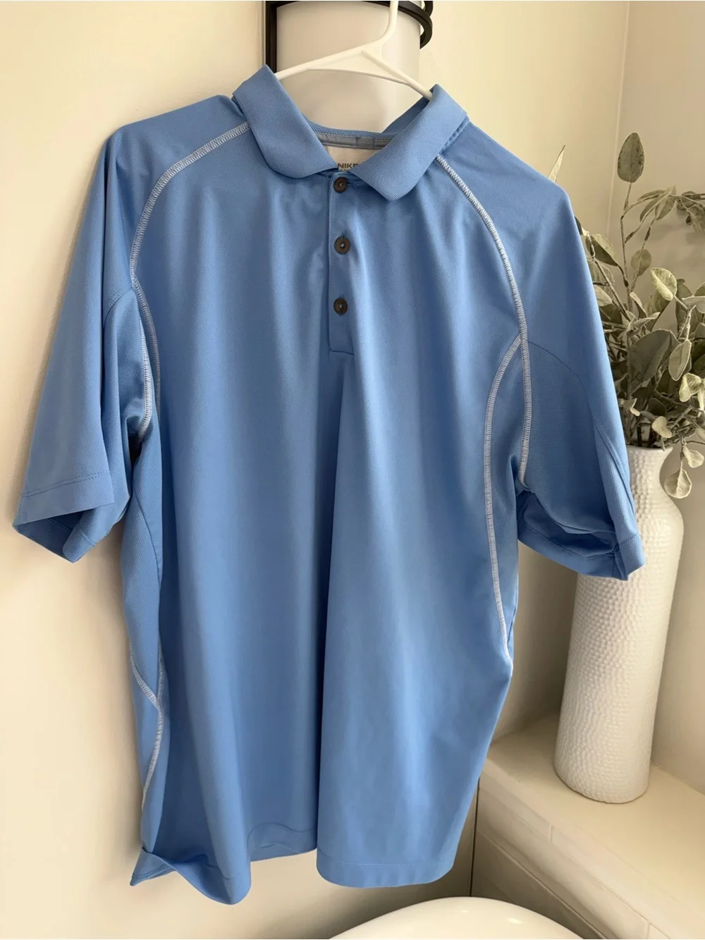 Nike Men's Golf Polo Shirt Light Blue, Short Sleeve, Size XL STL Arch On It